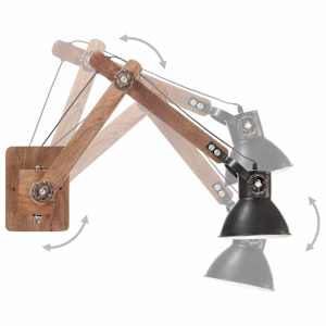 Nástěnná lampa industriální styl černá kulatá E27 - obrázek 3