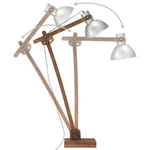 Stojací lampa stříbrná masivní mangovníkové dřevo E27 - obrázek 5