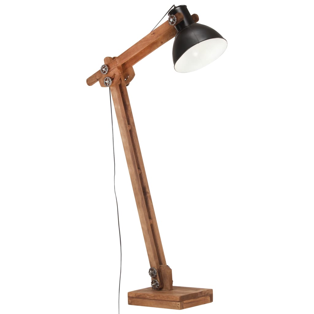 vidaXL Vloerlamp E27 massief mangohout zwart