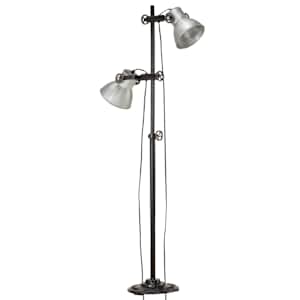 Podlahová lampa se 2 svítidly stříbrná E27 litina - obrázek 2