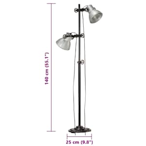 Podlahová lampa se 2 svítidly stříbrná E27 litina - obrázek 11