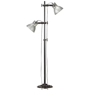 Podlahová lampa se 2 svítidly stříbrná E27 litina - obrázek 4