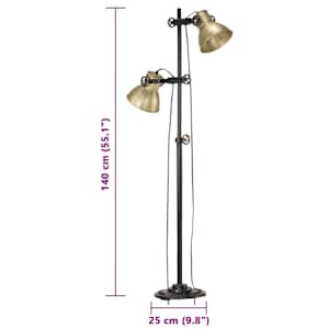 Podlahová lampa se 2 svítidly mosazná E27 litina - obrázek 11