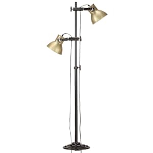 Podlahová lampa se 2 svítidly mosazná E27 litina - obrázek 3