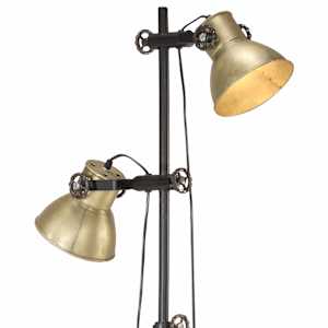 Podlahová lampa se 2 svítidly mosazná E27 litina - obrázek 5