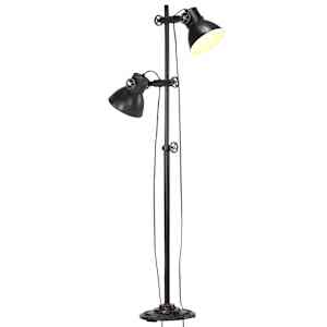 Podlahová lampa se 2 svítidly černá E27 litina - obrázek 1