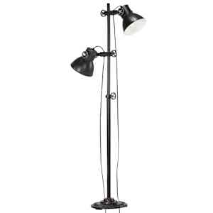 Podlahová lampa se 2 svítidly černá E27 litina - obrázek 2