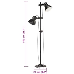 Podlahová lampa se 2 svítidly černá E27 litina - obrázek 11