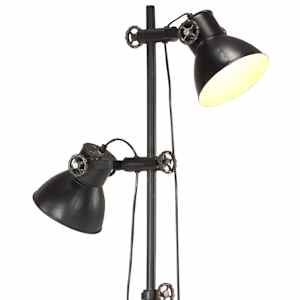 Podlahová lampa se 2 svítidly černá E27 litina - obrázek 5