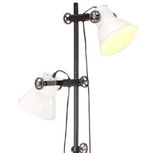 Podlahová lampa se 2 svítidly bílá E27 litina - obrázek 5