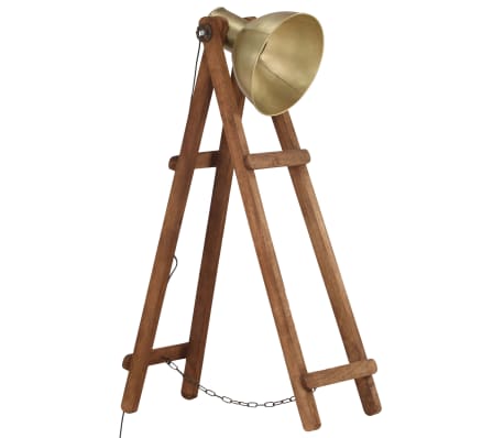 vidaXL Gulvlampe messing E27 heltre mango