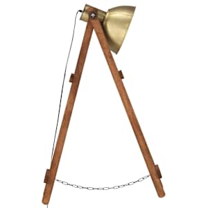 Stojací lampa mosazná E27 masivní mangovníkové dřevo - obrázek 4