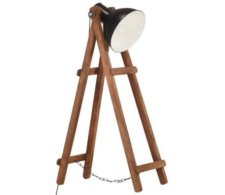 vidaXL Floor Lamp Black E27 Solid Mango Wood