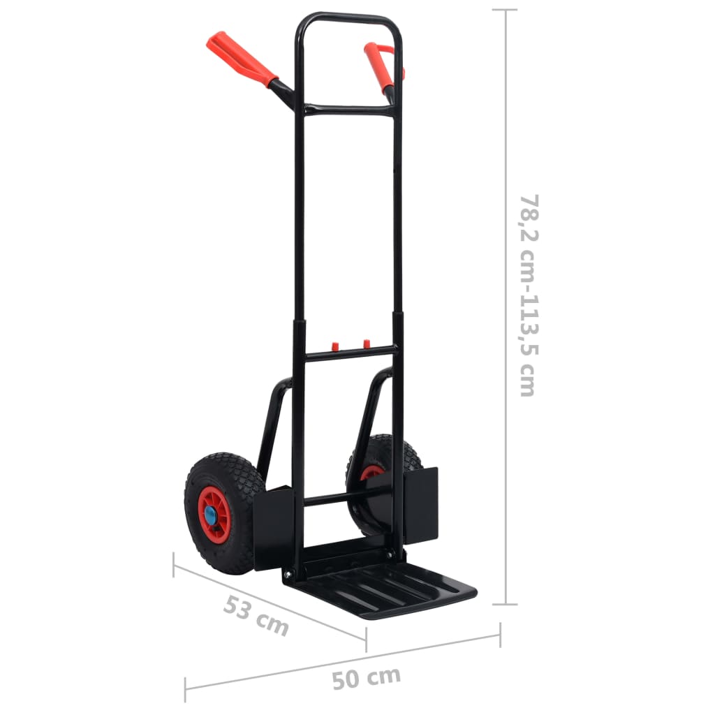 Fekete és piros teleszkópos kézikocsi 200 kg 