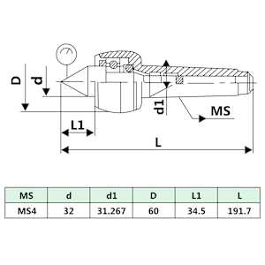 Lehký otočný středící hrot DM314 MT4/MK4 - obrázek 6