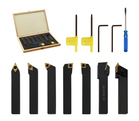 vidaXL Verkt&oslash;ysett for dreiebenk 12 stk indekserbar 16x16 mm 100 mm