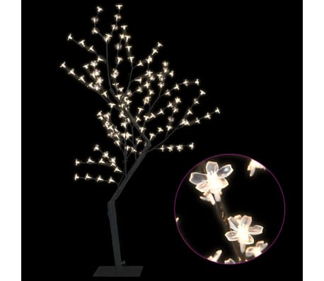 vidaXL Χριστουγεννιάτικο Δέντρο Κερασιά 128 LED Θερμό Λευκό Φως 120 εκ