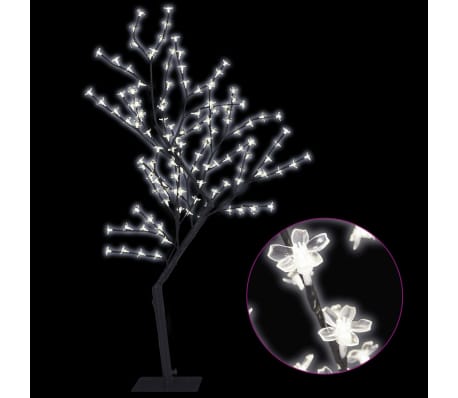vidaXL Joulukuusi 128 kylmän valkoista LED-valoa kirsikankukka 120 cm
