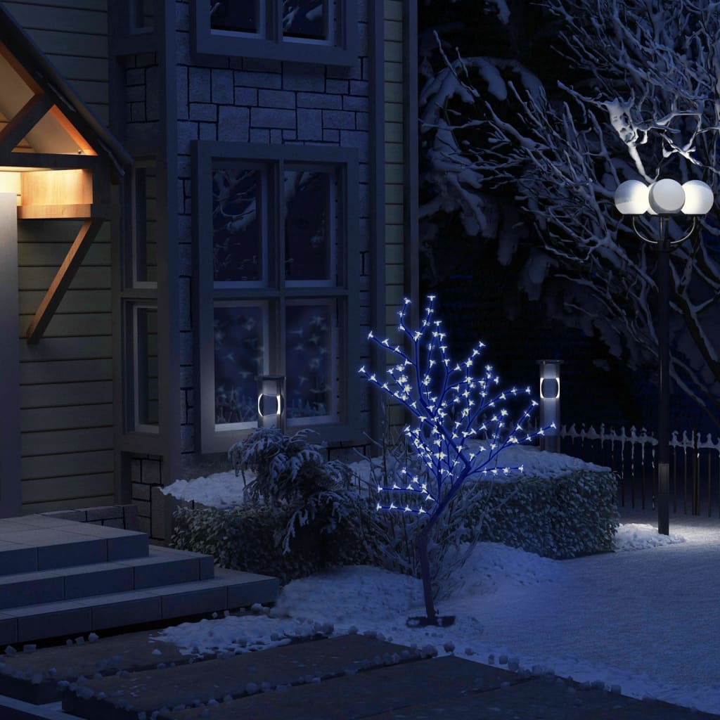 vidaXL juletræ 128 LED'er blåt lys kirsebærblomst 120 cm