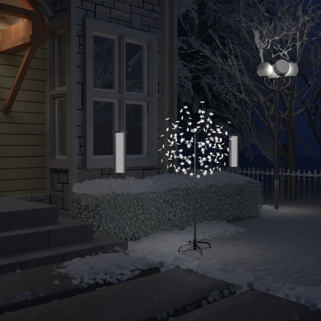 vidaXL Pom Crăciun, 120 LED-uri alb rece, flori de cireș, 150 cm vidaxl.ro