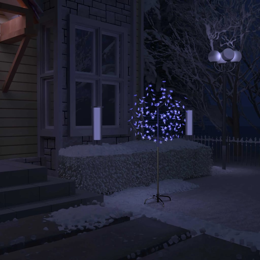 vidaXL Pom Crăciun, 120 LED-uri lumină albastră, flori de cireș 150 cm vidaXL