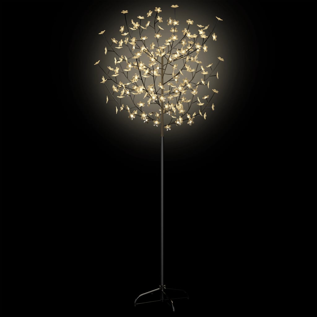  Vianočný stromček 200 LED teplé biele svetlo kvety čerešne 180 cm