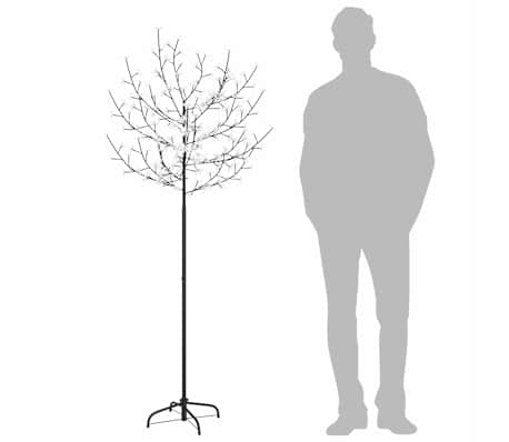 vidaXL cseresznyevirágos karácsonyfa 200 db kék-fehér LED-del 180 cm