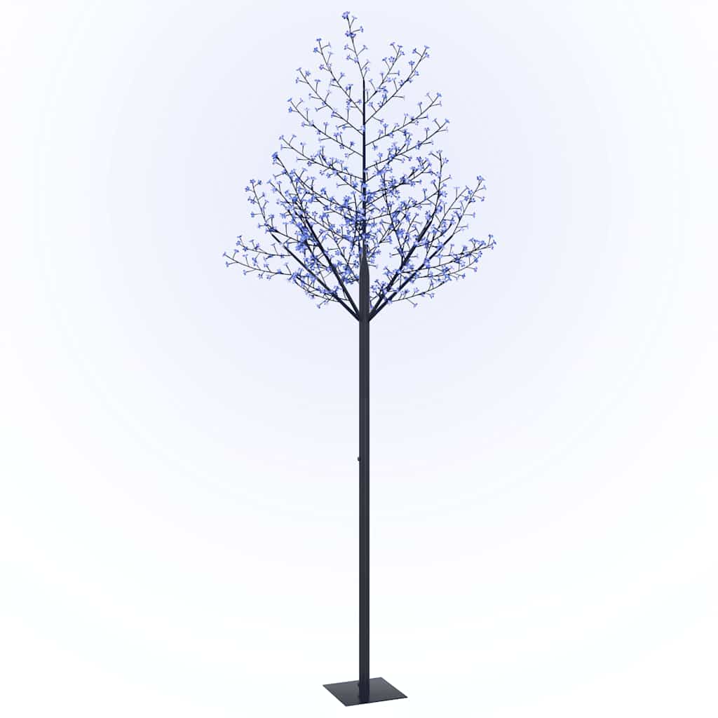 vidaXL Vianočný stromček 600 LED modré svetlo kvety čerešne 300 cm