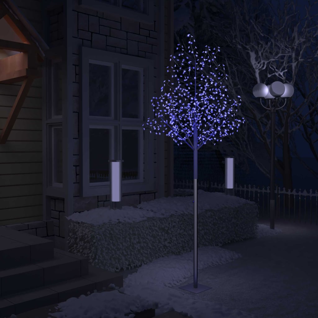 vidaXL Pom Crăciun, 600 LED-uri lumină albastră, flori de cireș 300 cm vidaXL