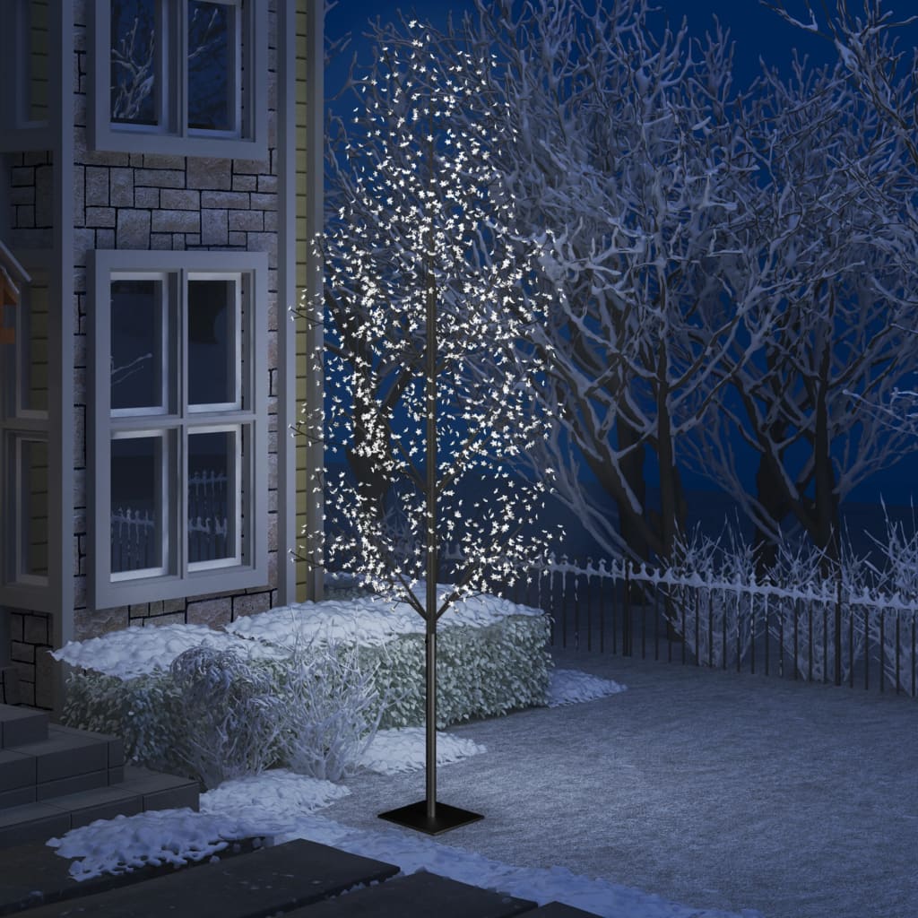 Pom Crăciun, 1200 LED-uri alb rece, flori de cireș, 400 cm