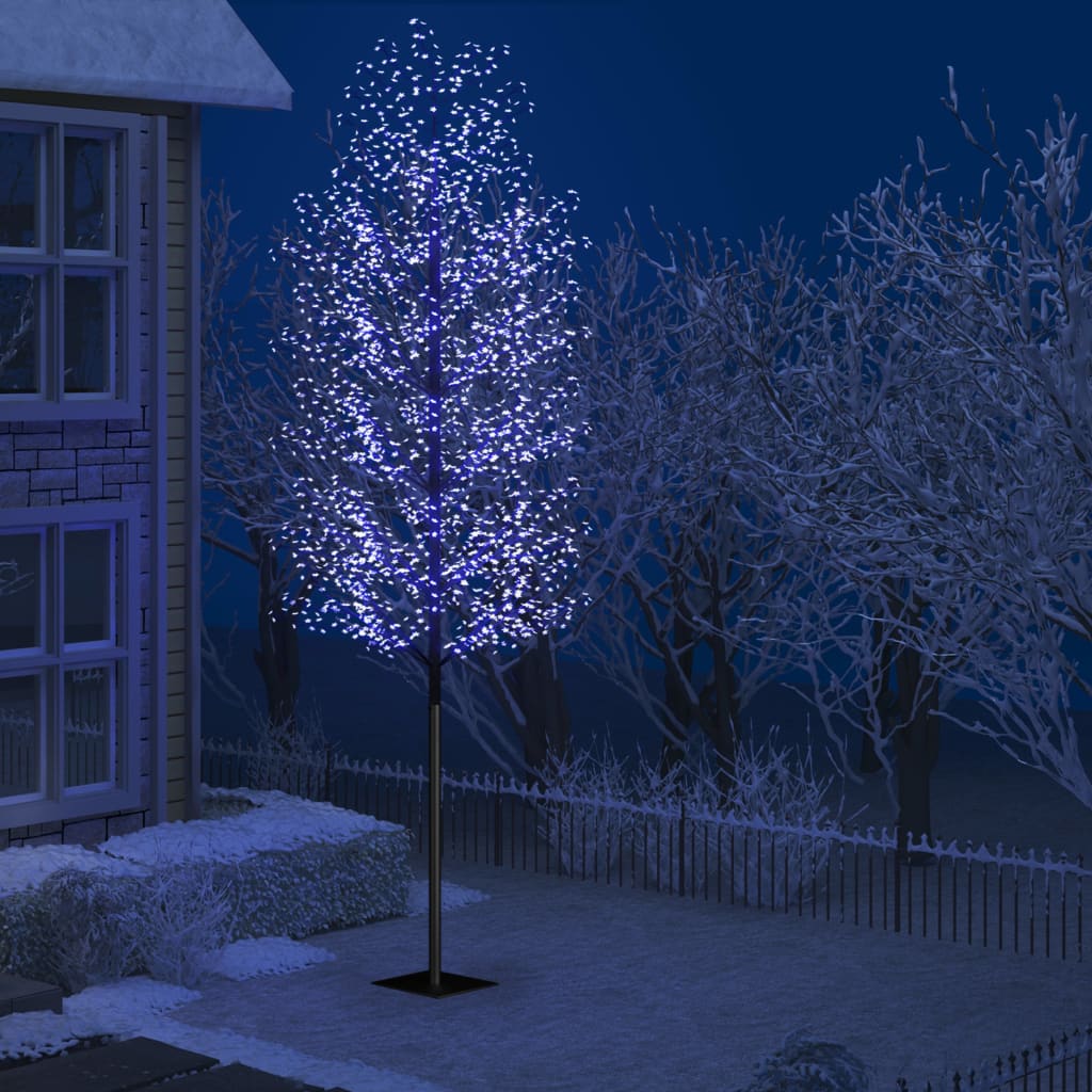 vidaXL Pom Crăciun, 2000 LED-uri lumină albastră flori de cireș 500 cm vidaXL