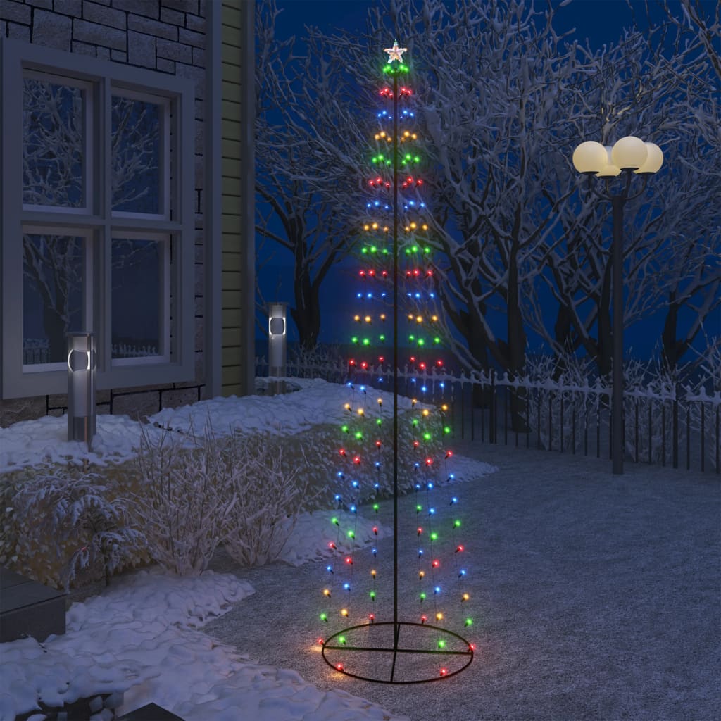 vidaXL Decorațiune brad Crăciun conic 136 LED-uri colorate 70x240 cm