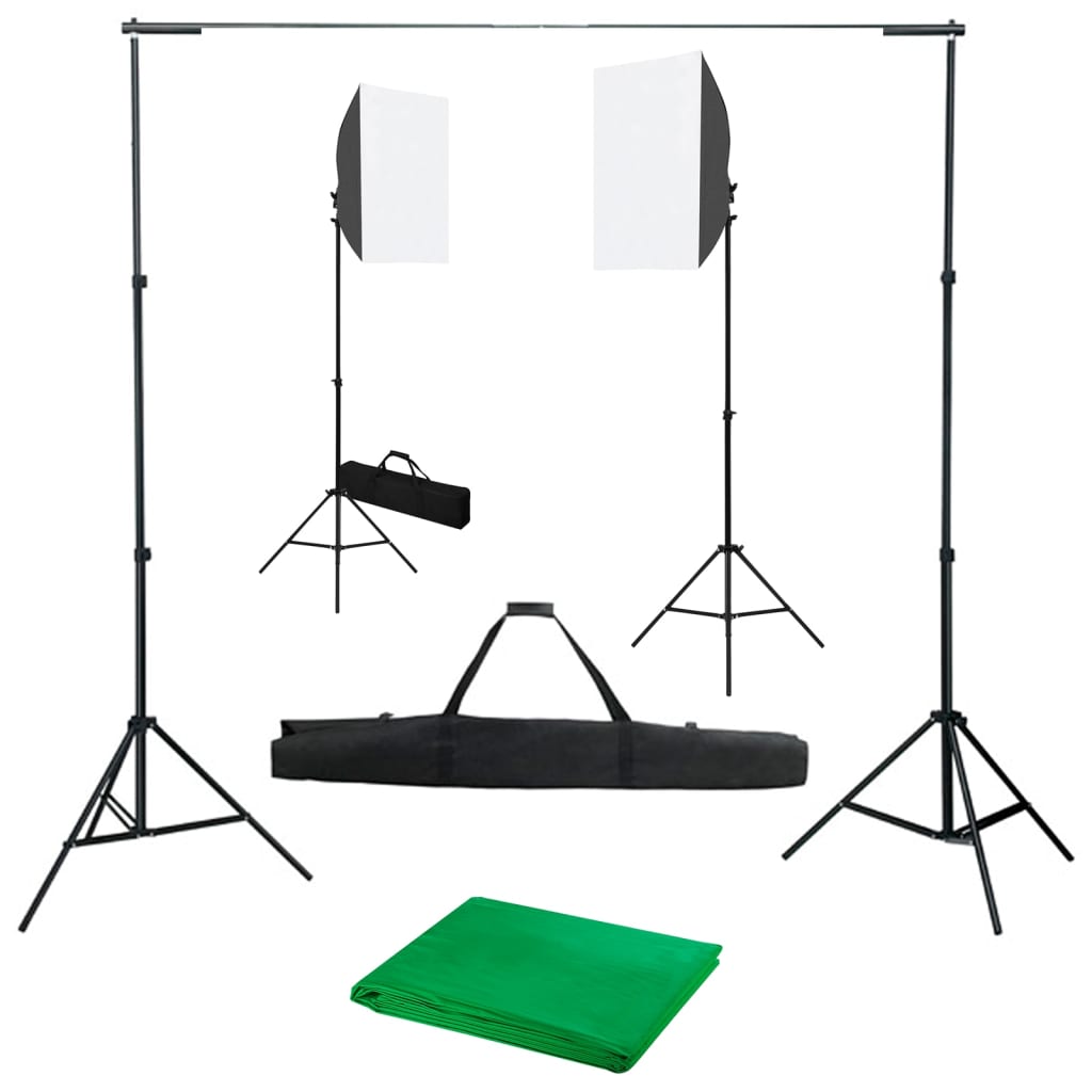 vidaXL Kit studio foto cu lumini softbox și fundal