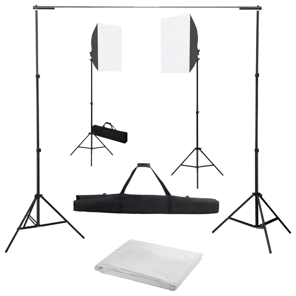 Fotostudio-Set mit Softboxen und Hintergrundsystem