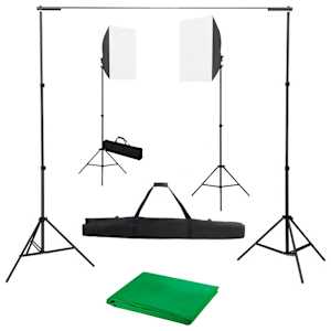 Komplet za fotografski studio s softbox svetilkami in ozadjem
