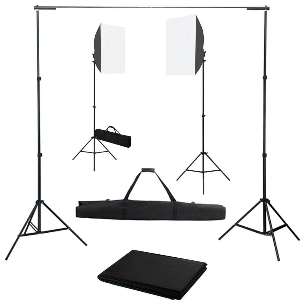 vidaXL Kit studio foto cu lumini softbox și fundal