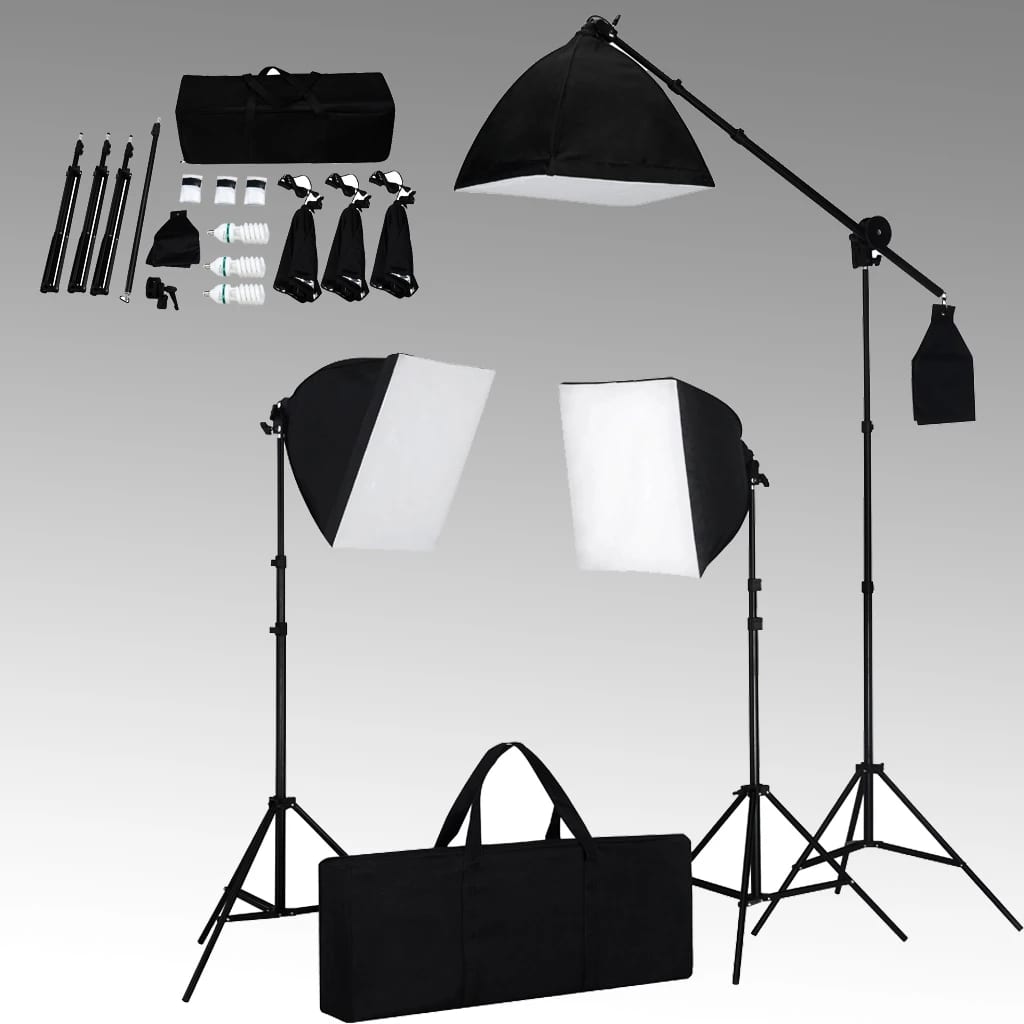 

vidaXL Fotostudioset met softboxlampen en achtergrond