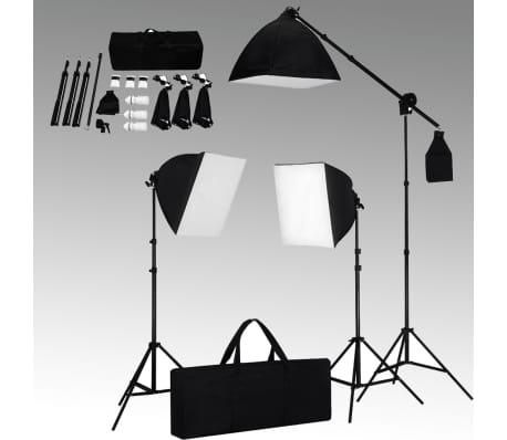 vidaXL Fotostudio med softbox-lampor och bakgrund