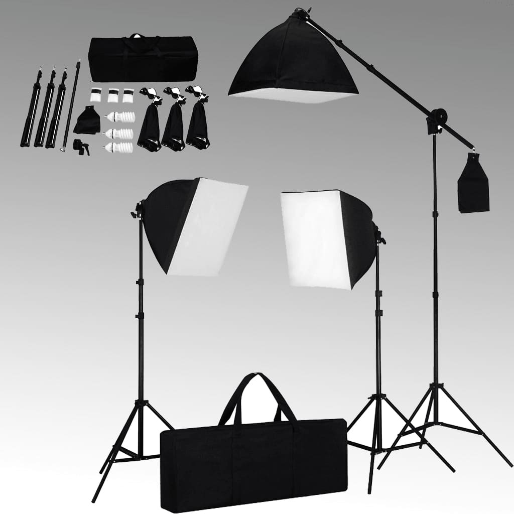 

vidaXL Fotostudioset met softboxlampen en achtergrond