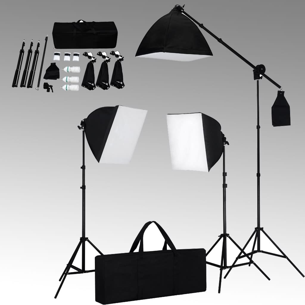 

vidaXL Fotostudioset met softboxlampen, achtergrond en reflector