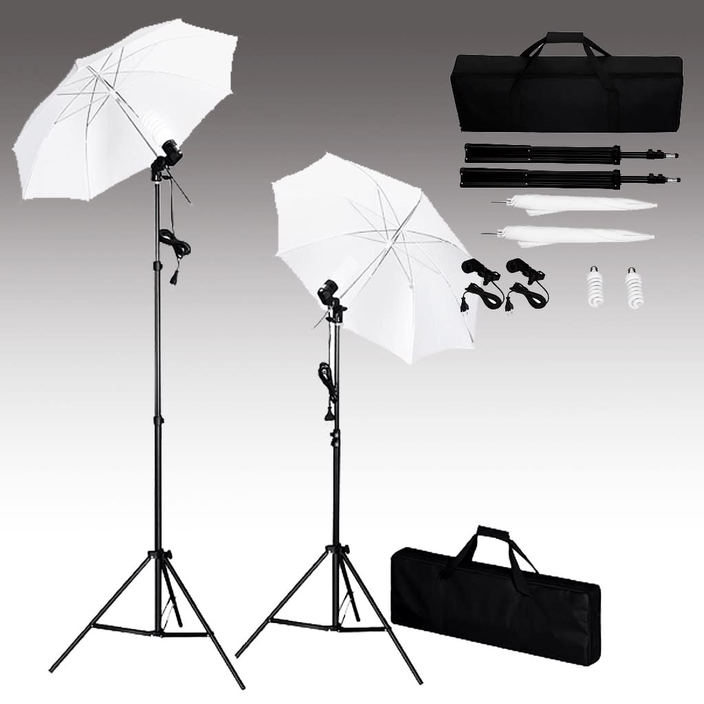 vidaXL Kit Studio Fotografico con Fondale Luci e Ombrelli