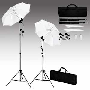 Foto studio set s fotopozadím, osvětlením a deštníky - obrázek 2