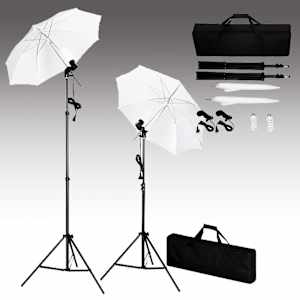 Foto studio set s fotopozadím, osvětlením a deštníky - obrázek 2