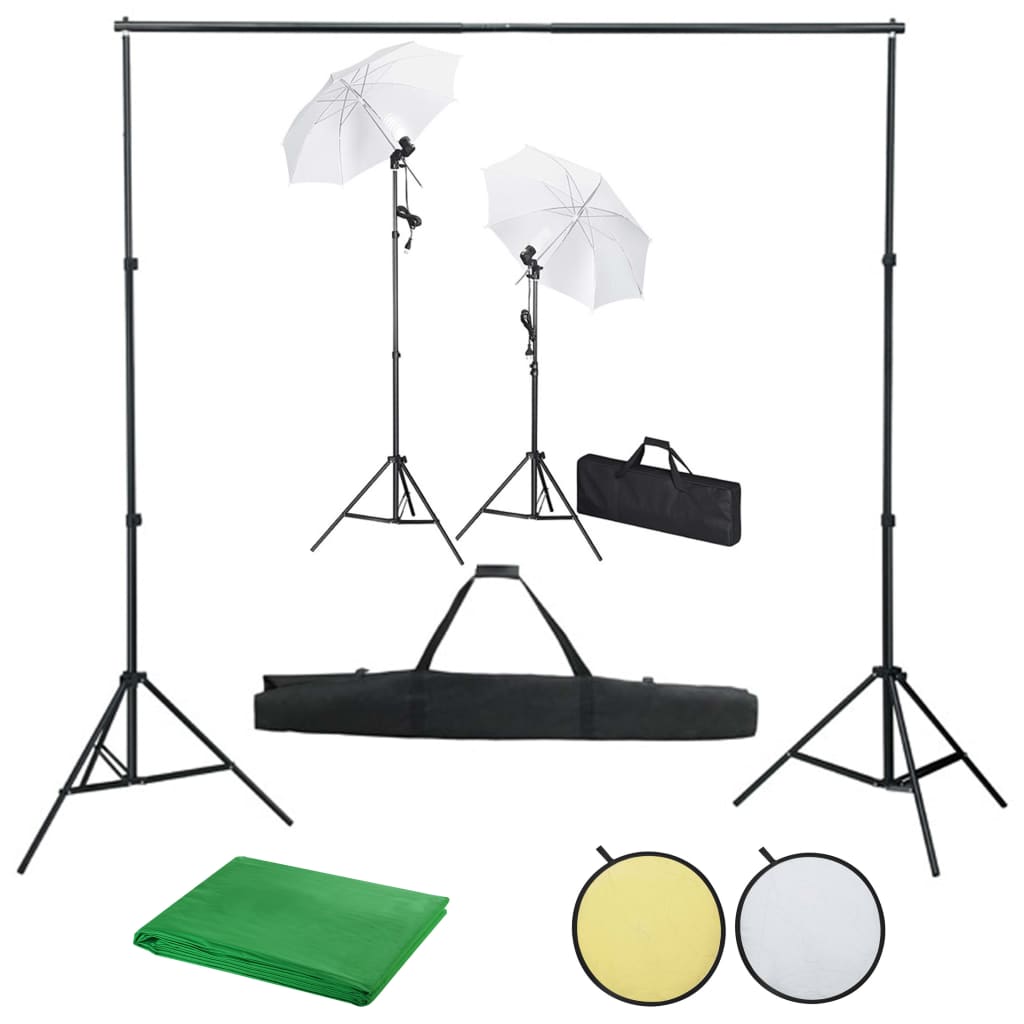 vidaXL Kit studio foto cu fundaluri, lămpi și umbrele vidaxl.ro