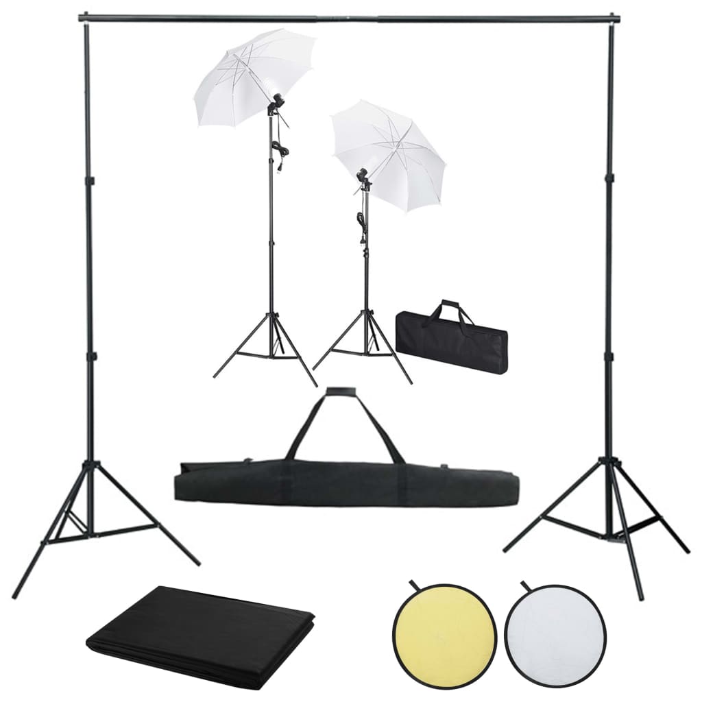 vidaXL Kit studio foto cu fundaluri, lămpi și umbrele imagine vidaxl.ro