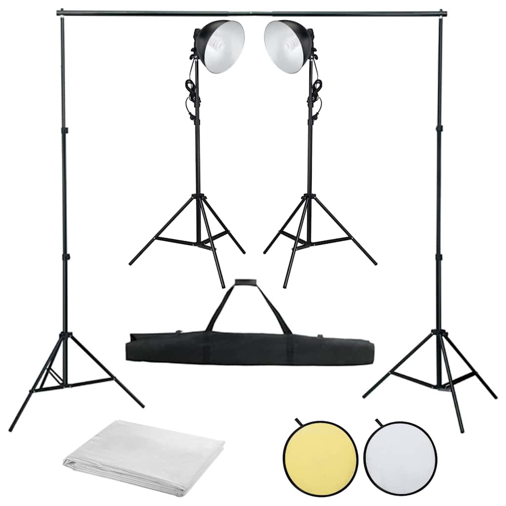 vidaXL Zestaw fotograficzny z lampami studyjnymi, tłem i blendą