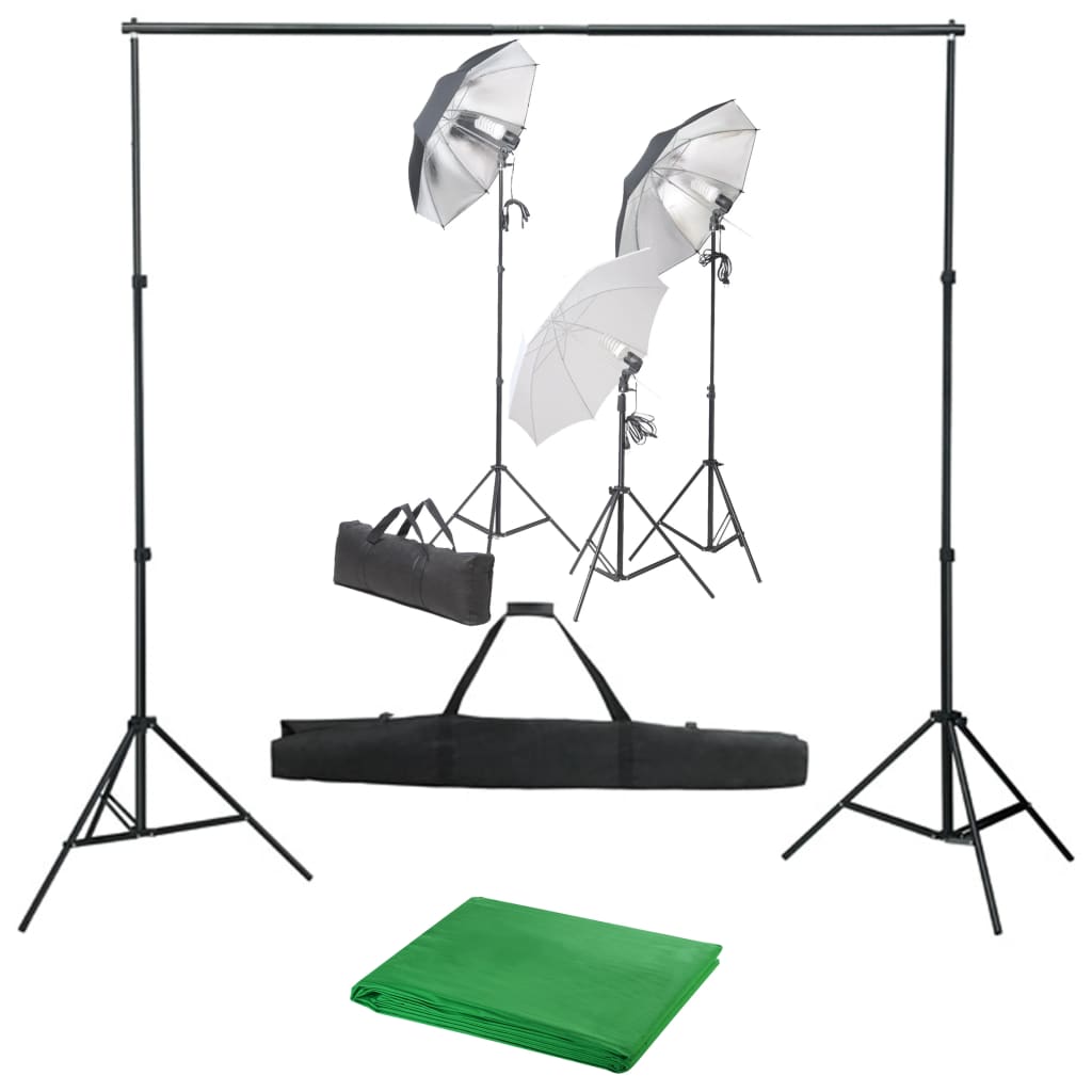 vidaXL Fotostudio-Set mit Lampen und Hintergrundsystem