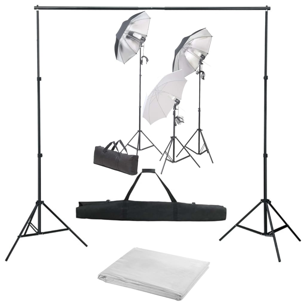 vidaXL Kit studio foto cu set de lumini și fundal imagine vidaxl.ro