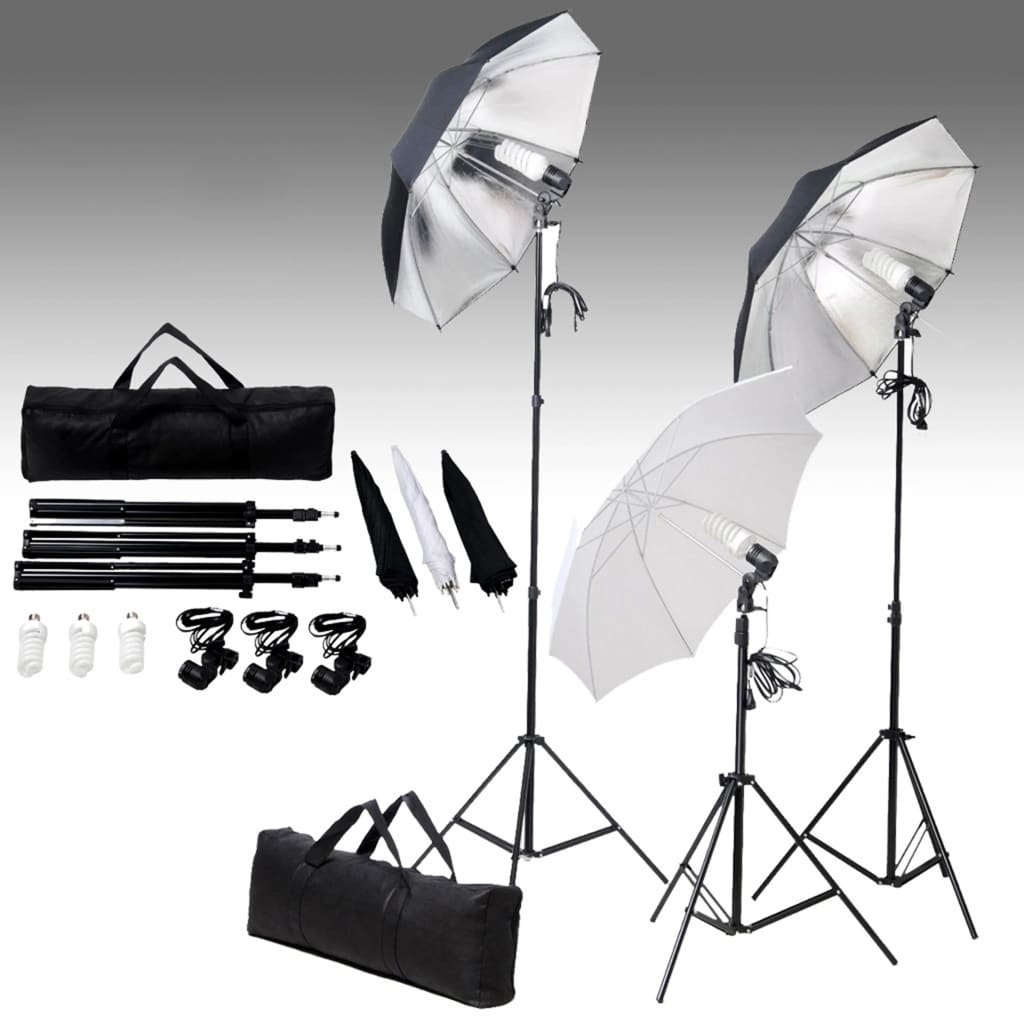 vidaXL Kit studio foto cu set de lumini și fundal vidaxl.ro