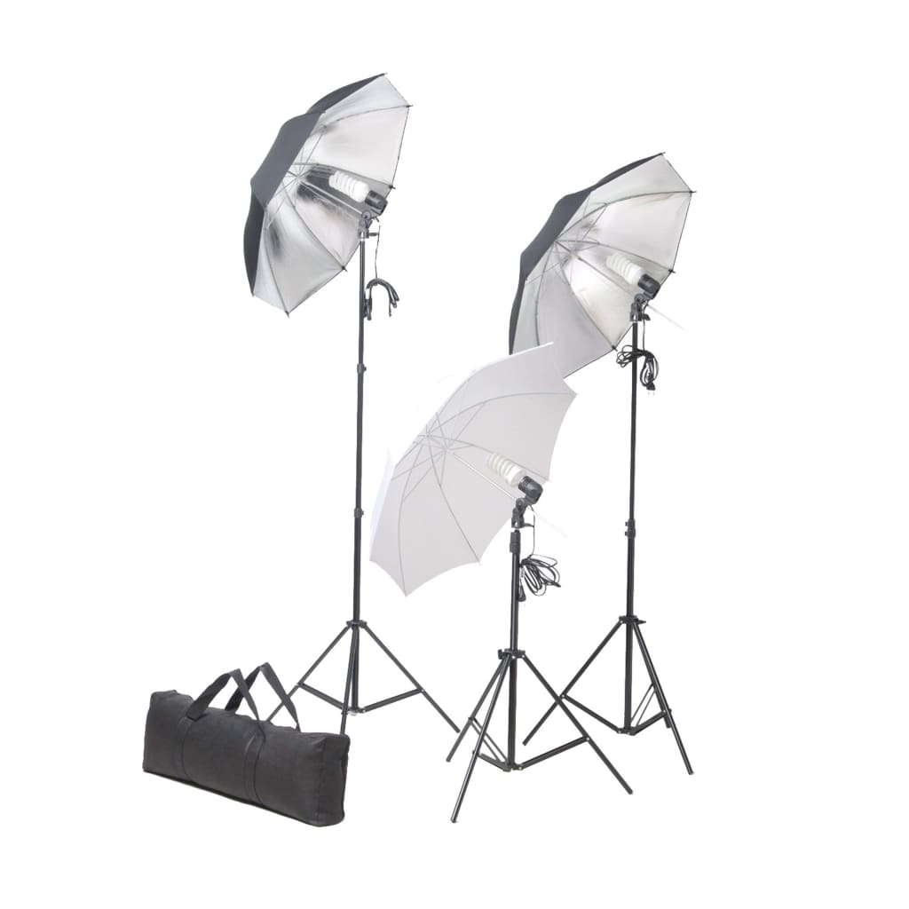 vidaXL Fotostudio med studiolampor bakgrund och reflexskärm